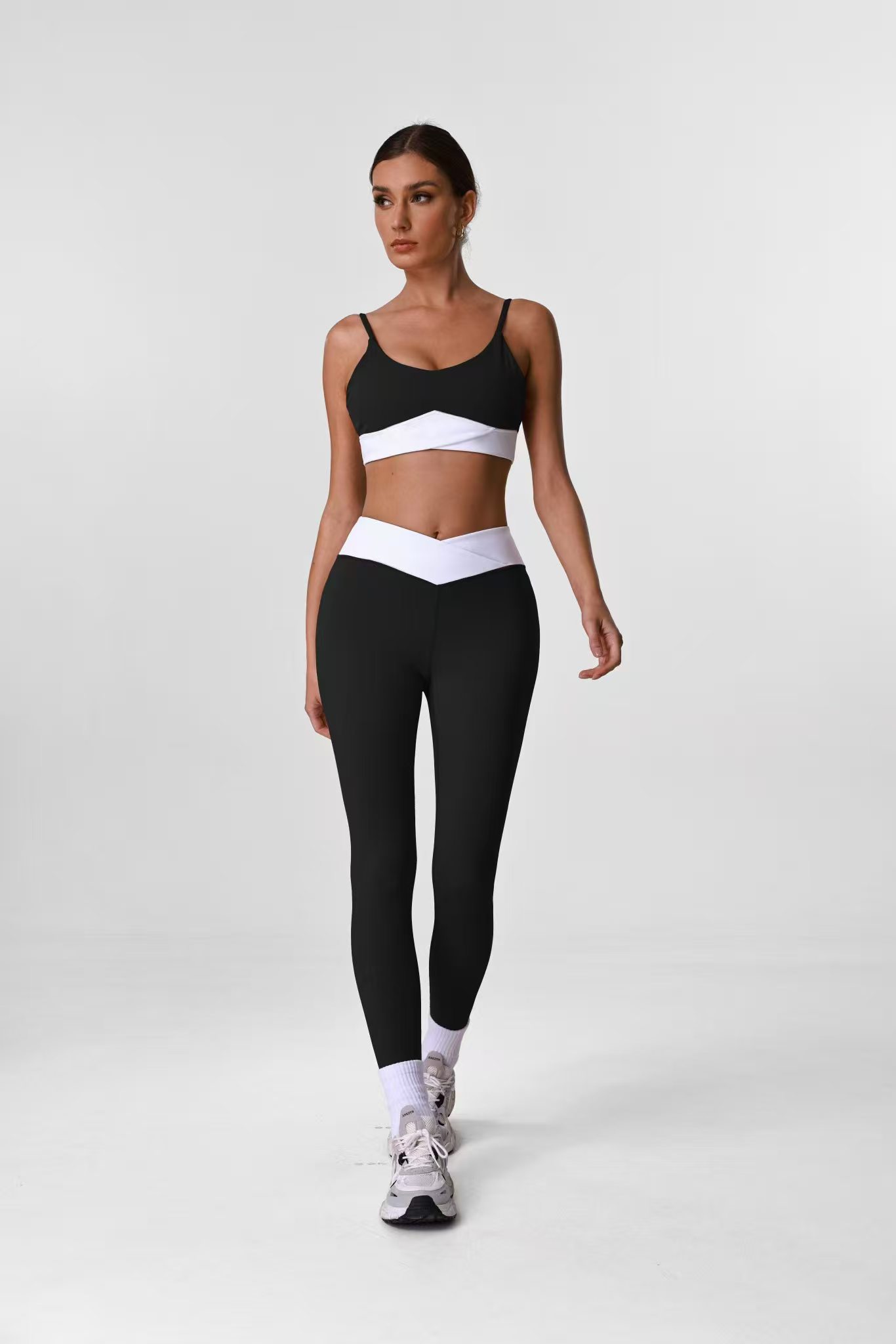 Black Contrast Yoga Leggings activewear OEM sample
