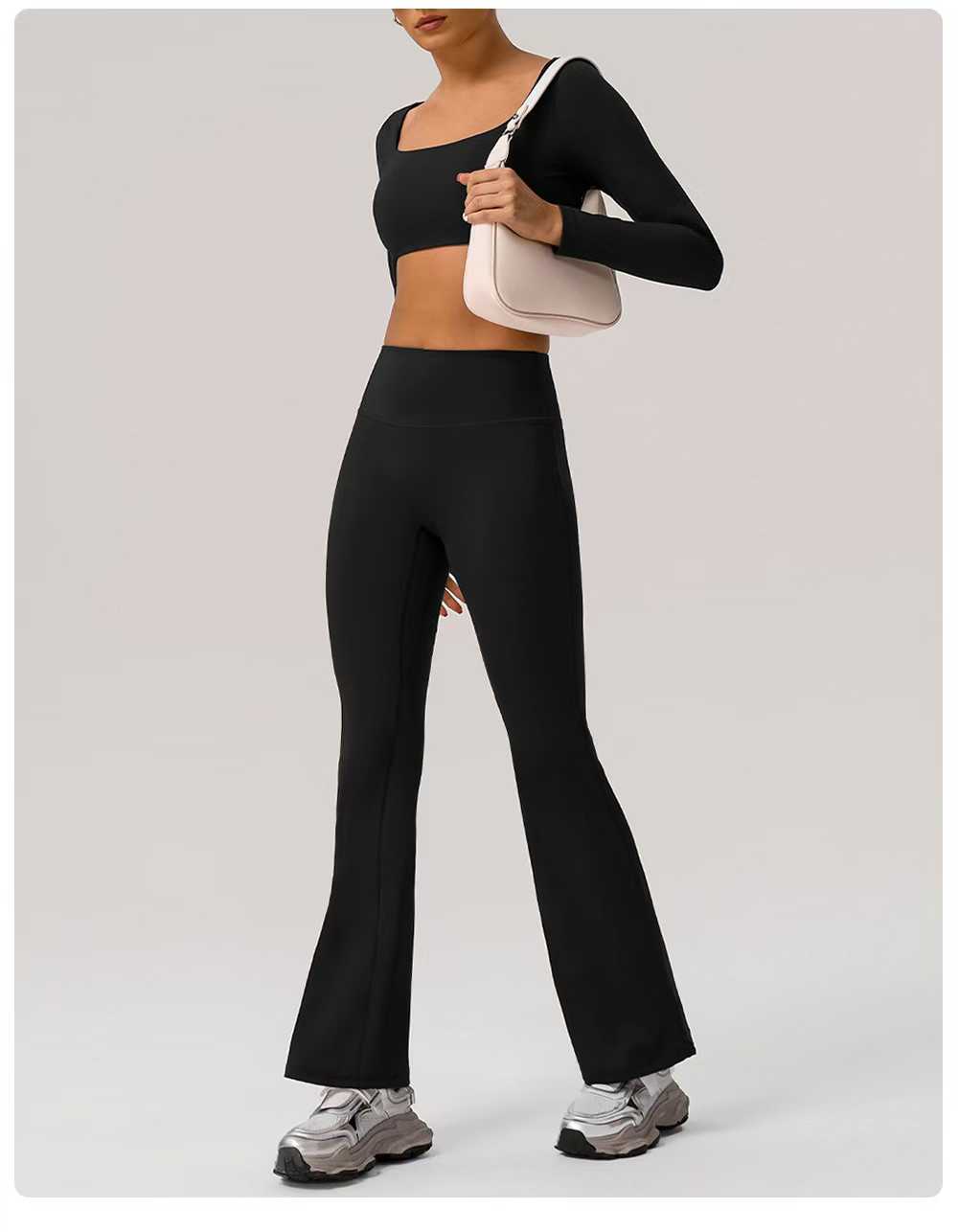 Black Square-neck Flare Set ready-to-ship activewear style