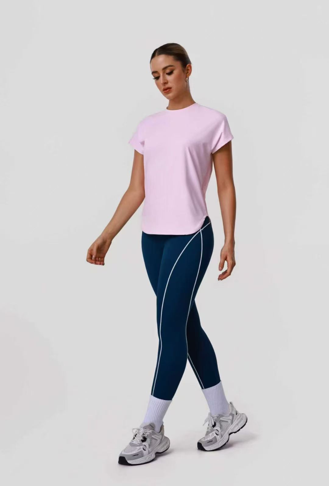 Pink Tee Navy Leggings Set ready-to-ship activewear style